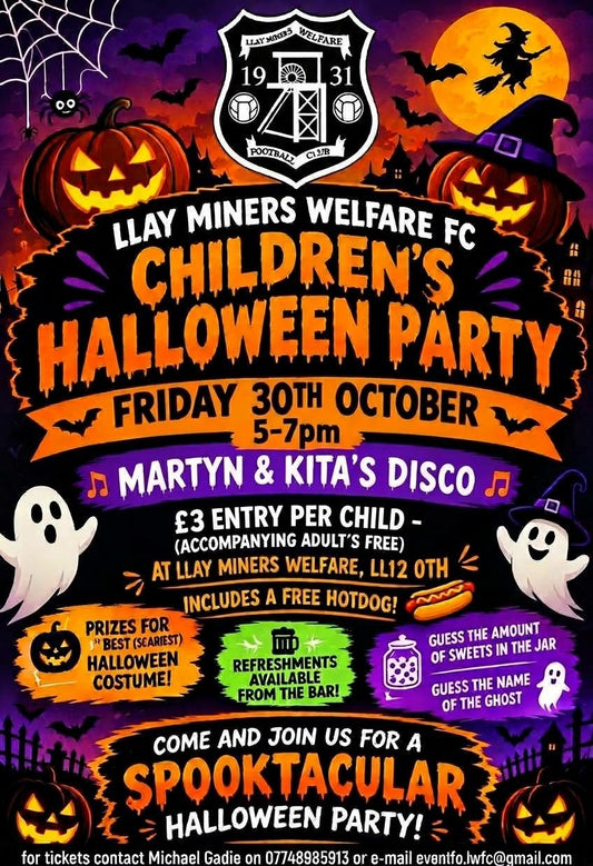 🎃 Get Ready for a Spooktacular Halloween Party at Llay Miners Welfare FC!